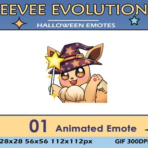 Halloween Eevee Witch Animated Emote: Twitch, Discord, Youtube (GIF)
