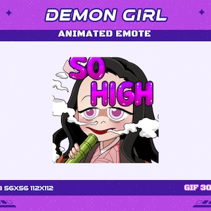 Smoke Weed Demon Fighter Girl Animated Anime Emote, Go High Smoke Weed Anime Demon Girl  Animated Emote, Twitch Discord Youtube Emote