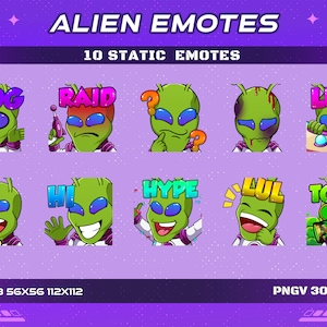 Alien Static Emotes: Twitch, Discord, YouTube, Kick (Digital Download)