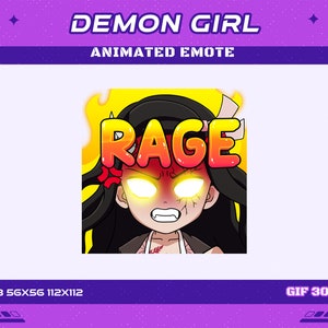 Rage RagDemon Fighter Girl Animated Anime Emote, Rage Anime Demon Girl  Animated Emote, Twitch Discord Youtube Emote