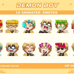 12 Demon Fighter Animated Anime Emotes, 12 Anime Demon Lightning Blade Fighter Animated Emotes Twitch Discord Youtube Emotes