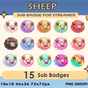Sheep Twitch Sub Badges, 15 Sub Badges Sheep Evolution For Streamer, Gamer, Sheep Sub Badges Twitch, Discord, Youtube Subscribers