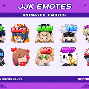 10 Pacote de Emotes de Anime Animados do Usuário JJK Curse 1, 10 Emotes de Anime Animados de JJK Twitch Discord Pacote de Emotes do Youtube 1