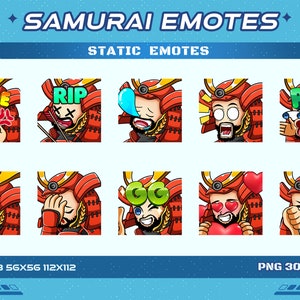 Emote statiche Samurai giapponesi, Emote statico Samurai giapponese Gamer Twitch Discord Youtube