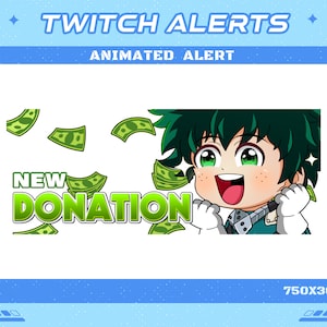 School Hero MHA New Donation Twitch Animated Alerts, School Hero New Donation Webm Stream Overlay Anime Animated Alert