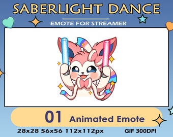 Saberlight Dance Sylveon Animated Emote: Twitch/Discord (GIF)