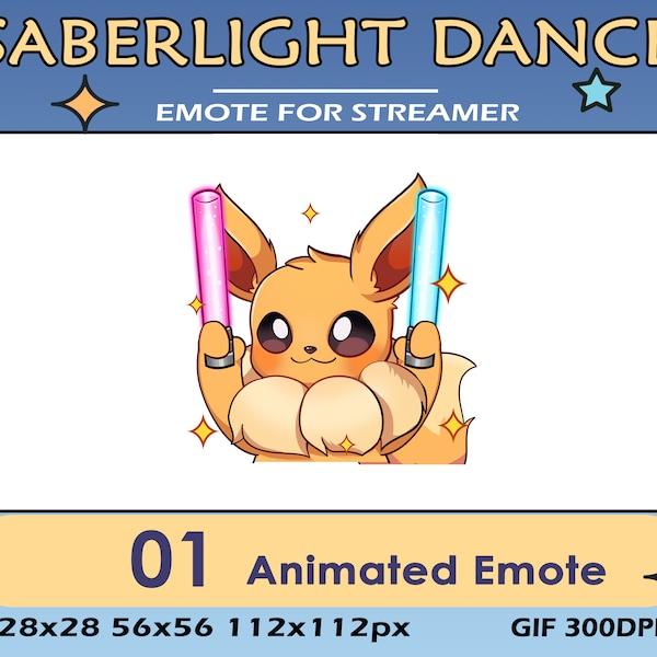 Saberlight Dance Evoli Pokemon Animierter Emote, Animierter Tänzer Evoli Twitch Discord Emote, Evoli Evolutionen Animiertes Emote Für Youtuber