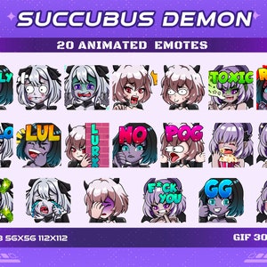 20 Succubus Demon Girl Animated Emotes, 20 Demon Girl Succubus Animated Emotes Twitch Discord Youtube Emotes