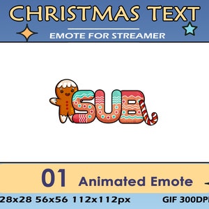 Christmas Animated Sub Emote: Gingerbread Text (GIF)