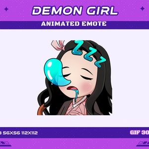 Sleeping Demon Fighter Girl Animated Anime Emote, Sleeping Anime Demon Girl  Animated Emote, Twitch Discord Youtube Emote