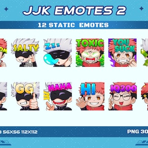 12 JJK Curse User Static Anime Emotes Pack 2, 12 JJK Anime Static Emotes Twitch Discord Youtube Emotes Pack 2