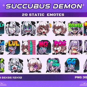 20 Succubus Demon Girl Static Emotes, 20 Demon Girl Succubus Static Emotes Twitch Discord Youtube Emotes