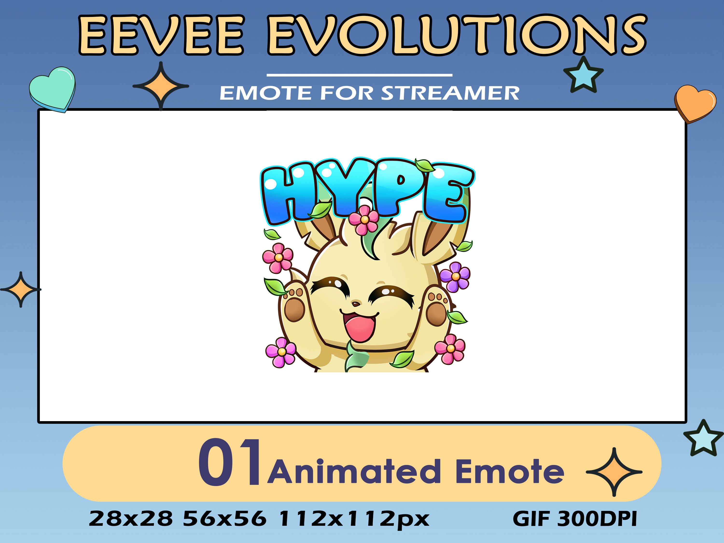 Hype Leafeon Animated Emote: Twitch, Discord, YouTube (GIF)