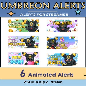 アニメ「Umbreon」アニメーションTwitchアラート：ストリーマーパック（Webmファイル）