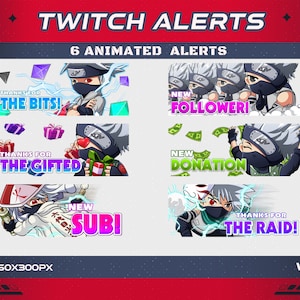 6 Ninja Lehrerin Shinobi Twitch Animierte Warnung, Neues Sub Neue Spende Neuer Anhänger Raid Bit Begabte Webm Stream Overlay Anime Animierte Warnung