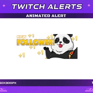 Nuevo seguidor Panda JJK Maldición Usuario Twitch Alertas animadas, Seguidor dotado Webm Stream Superposición Anime Alerta animada