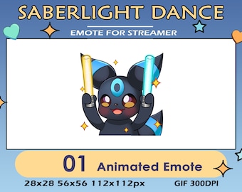 Shiny Umbreon Saberlight Dance Animated Emote: Twitch/Discord (GIF)