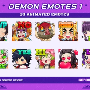 10 Demon Fighter Animated Anime Emotes Pack 1, 10 Anime Demon Fighter Animated Emotes Twitch Discord Youtube Emotes