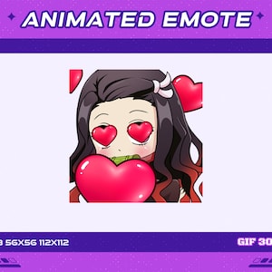Love Demon Fighter Animated Anime Emote, Love Heart Anime Demon Fighter Animated Emote, Twitch Discord Youtube Emote