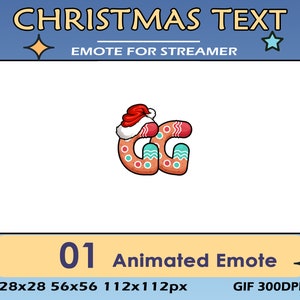 Weihnachten GG animierte Twitch Emote, GG Animation Text Discord Youtube Emote, Weihnachten GG animierte Emotes für Streamer Chat App