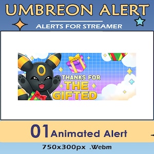 Umbreon アニメーション Twitch アラート: Gifted ストリーマー オーバーレイ (Webm)