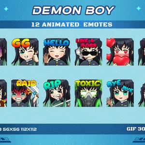 12 Demon Fighter Boy Aura Demon Animated Anime Emotes , 12 Anime Demon Fighter Animated  Emotes Twitch Discord Youtube Emotes