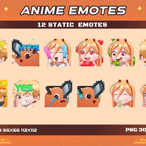 12 CSM Static Anime Emotes, 12 CSM Emotes Twitch Discord Youtube Emotes
