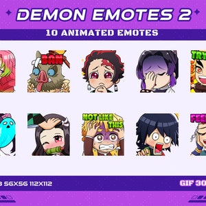 10 Demon Fighter Animated Anime Emotes Pack 2, 10 Anime Demon Fighter Animated Emotes Twitch Discord Youtube Emotes Pack 2