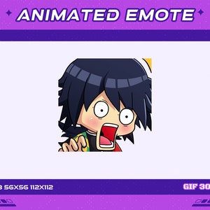 Surprised Demon Fighter Animated Anime Emote, Surprised Anime Demon Fighter Animated Emote, Twitch Discord Youtube Emote