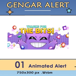 Gengar Thanks For The Bits Animated Twitch Alert, Stream Alerts Animated Bits, Webm File, Gengar Animated Twitch Alert