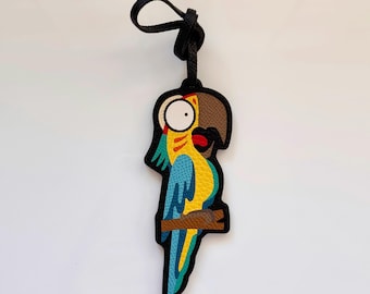 Leather Parrot Bag Charm, Colorful Bird Keychain, Tropical Tote Accessory, Bird Lover Gift