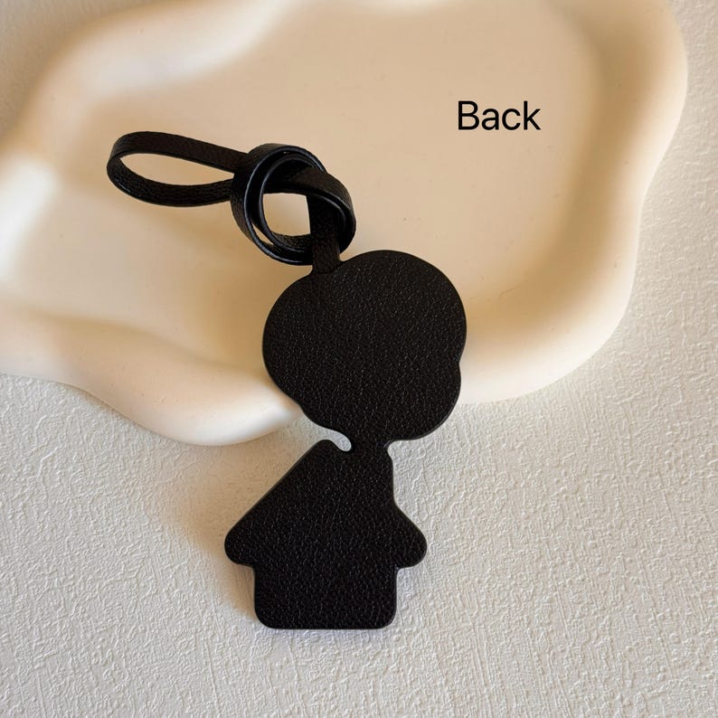 Handmade Leather Bag Charm, Cottage House & Balloon Keychain image 7