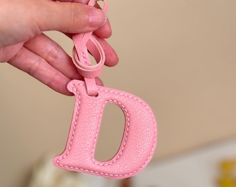 Dije para bolso de piel de cabra francesa, llavero personalizado con nombre inicial, regalos del alfabeto con nombre