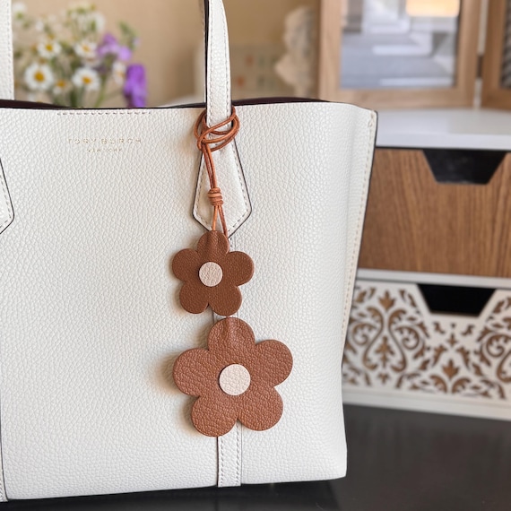 Handcrafted Leather Flower Bag Charm, Double-sided Floral  display picture 1
