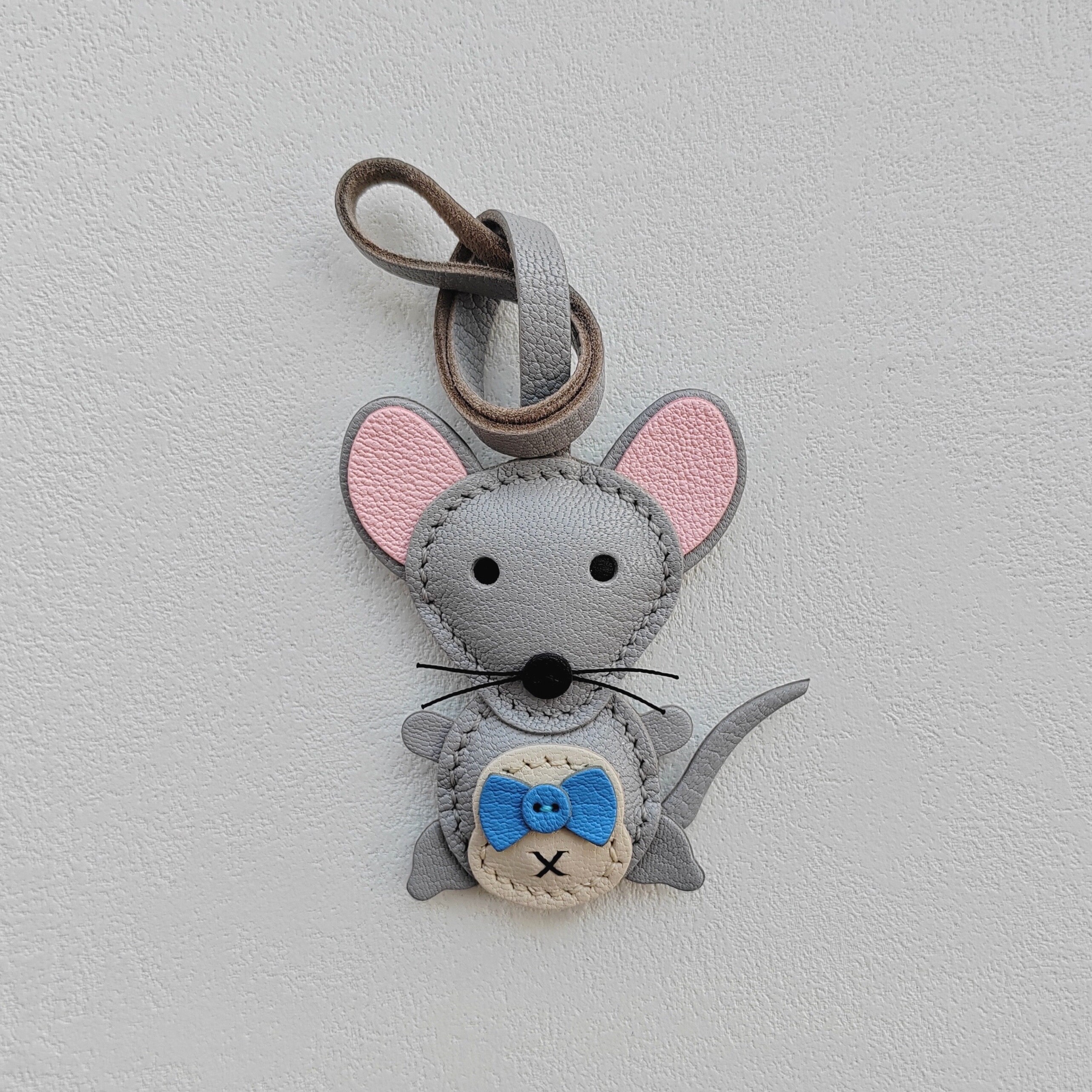 Leather Mouse Handbag Charm: Handcrafted French Goat Leather
