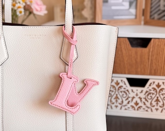 Personalized Leather Keychain, Handmade Monogram Bag Charm, Initial Name Purse Accessory