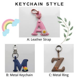 Llavero con inicial de cuero personalizado para bolso, llavero con lazo hecho a mano imagen 10