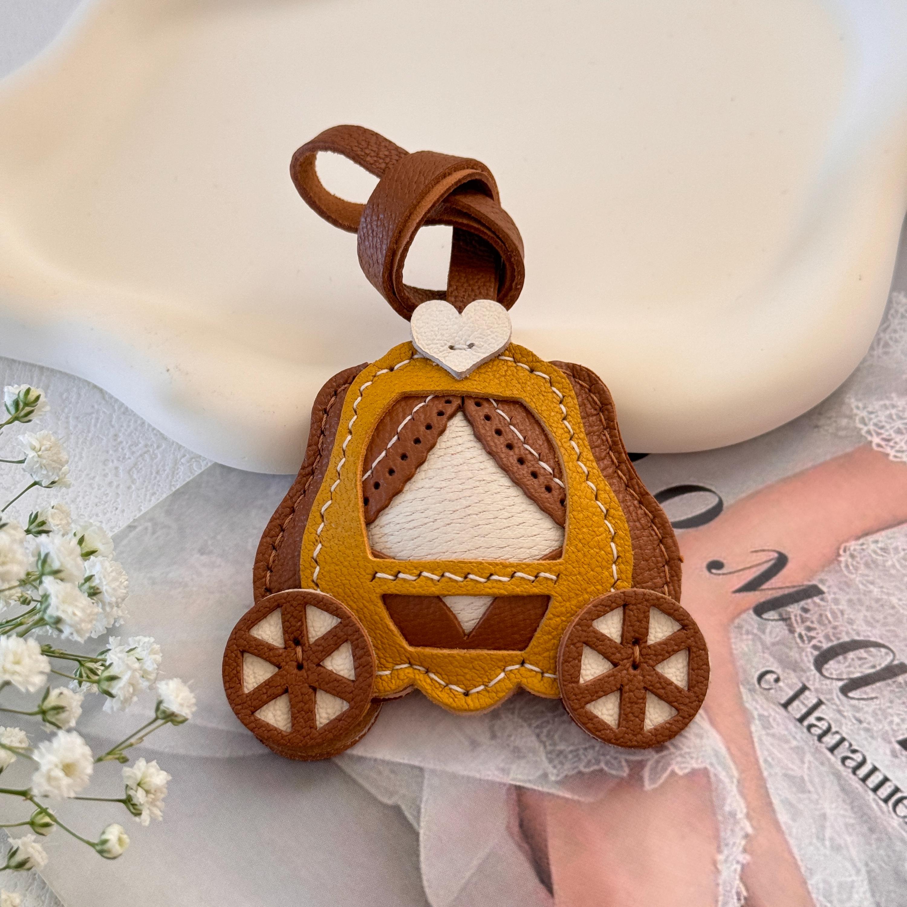 Leather Pumpkin Coach Bag Charm, Fairytale Keychain Accessory - Etsy