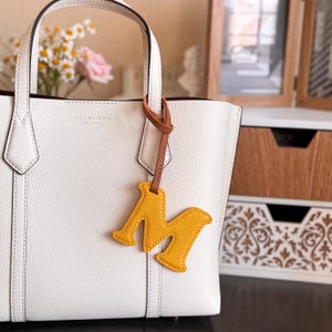 Personalized Monogram Letter, Custom Handmade Keychain, Initial Name Purse Accessories, Genuine Leather Bag Charm, Unique Gifts For Her/Him