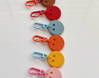 Smiley Leather Zipper Pull Keychain, Mini Backpack Charm