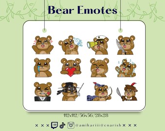 Brown Bear Emotes | Cute Emotes, Twitch Emotes, Discord Emotes, YouTube Emotes, Streams