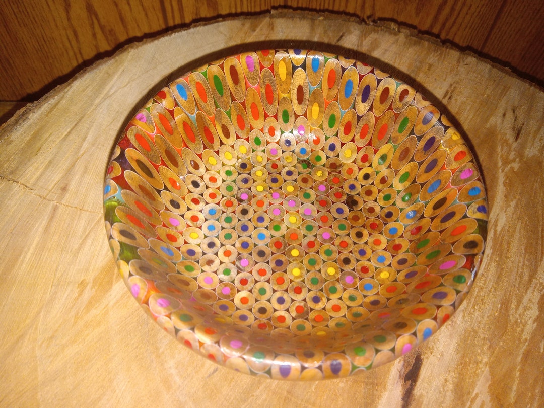 Epoxy Resin Colored Pencil Bowl Handturned Etsy