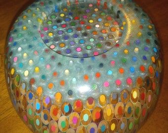 Extra Large Epoxy Resin colored pencil bowl- Handturned