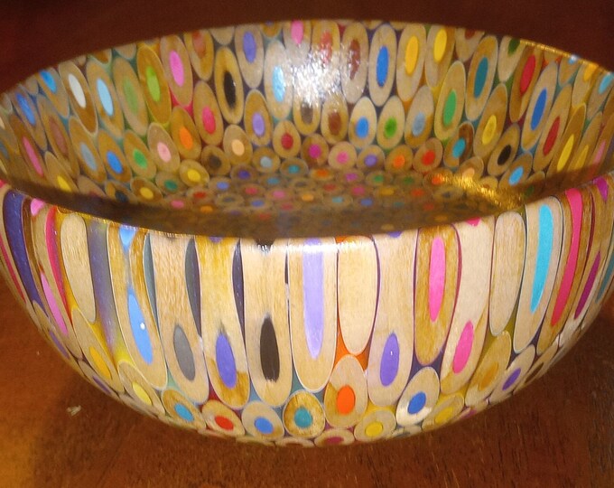 Large Epoxy Resin Colored Pencil Bowl Handturned Etsy
