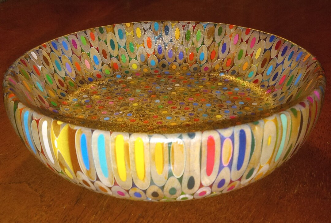 Extra Large Epoxy Resin Colored Pencil Bowl Handturned Etsy UK