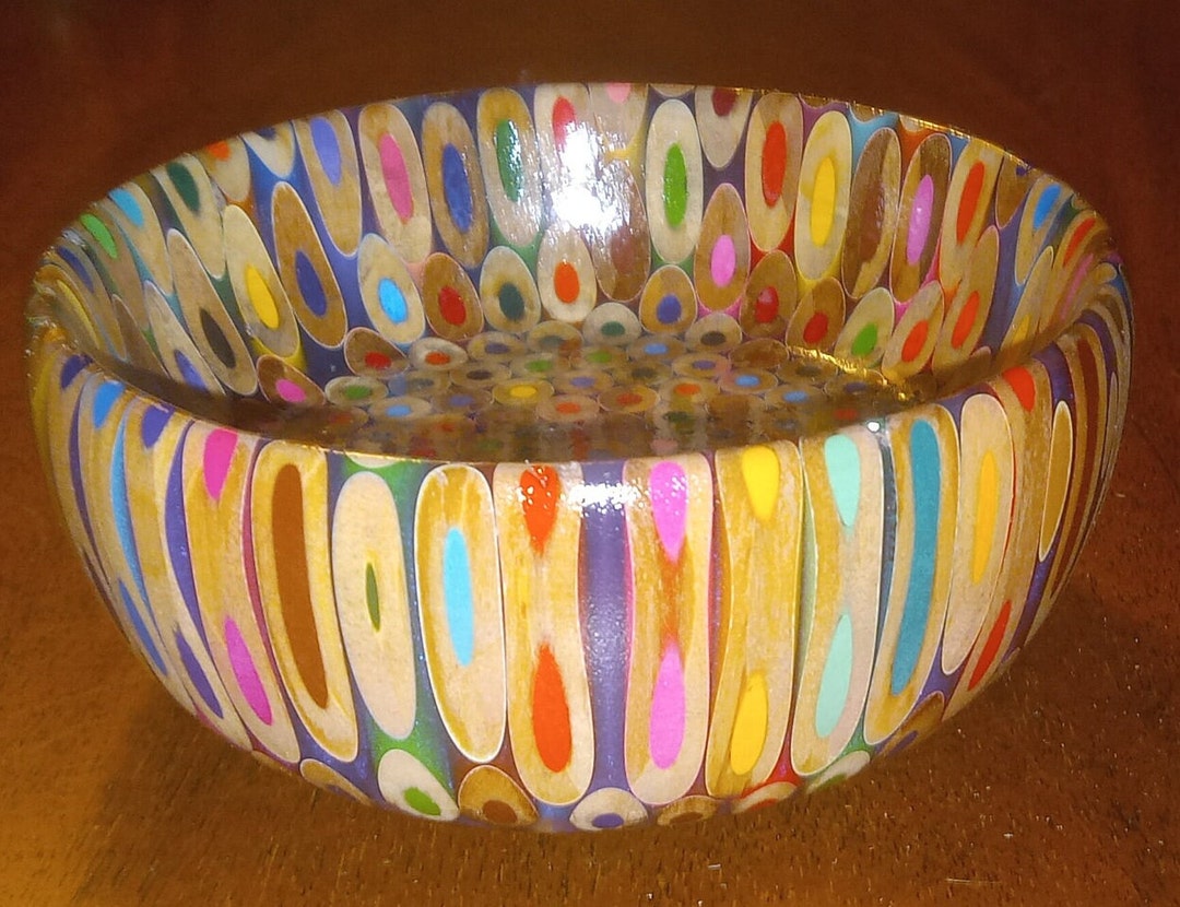 Epoxy Resin Colored Pencil Bowl Handturned Etsy