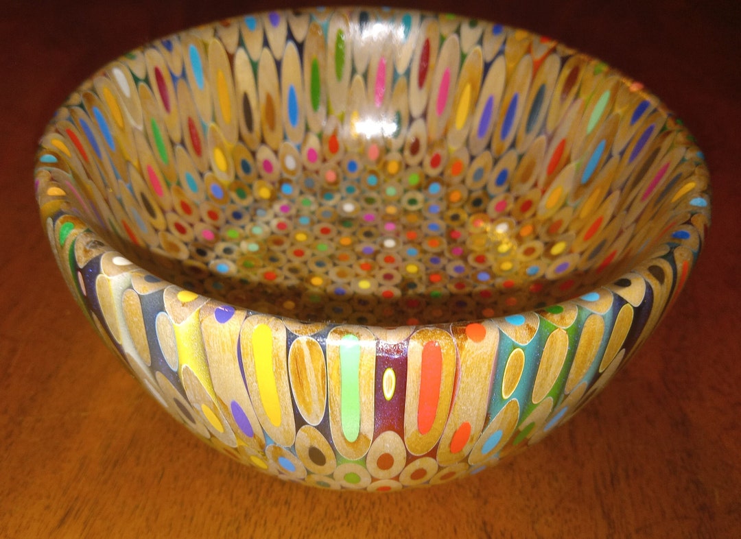 Epoxy Resin Colored Pencil Bowl Handturned Etsy