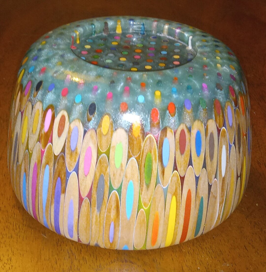 Epoxy Resin Colored Pencil Bowl Handturned Etsy