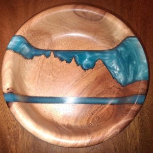 Kauai Monkeypod / Epoxy Resin Makana Mountain (Bali Hai) Bowl ONE OF A KIND