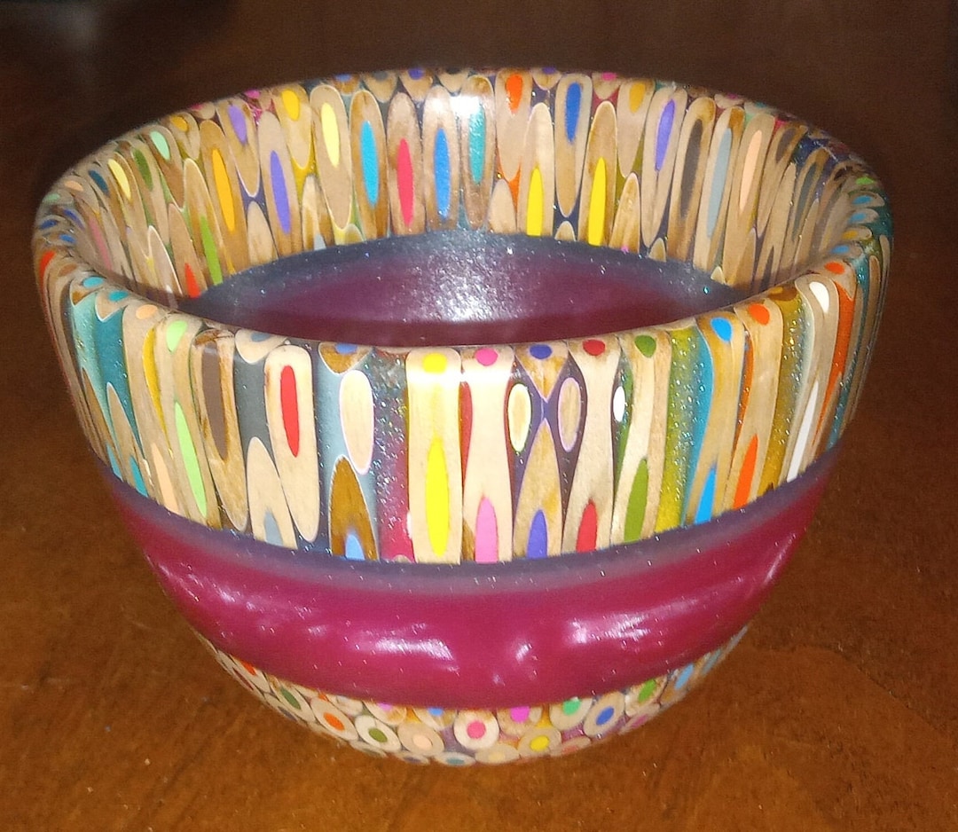 Colored Pencil Epoxy Resin Bowl ONE OF A KIND Etsy